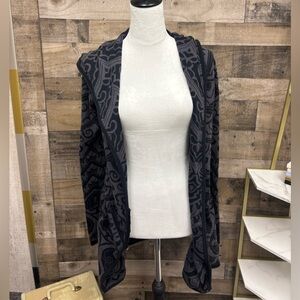 Athleta Grey and Black Patterned Long Cardigan